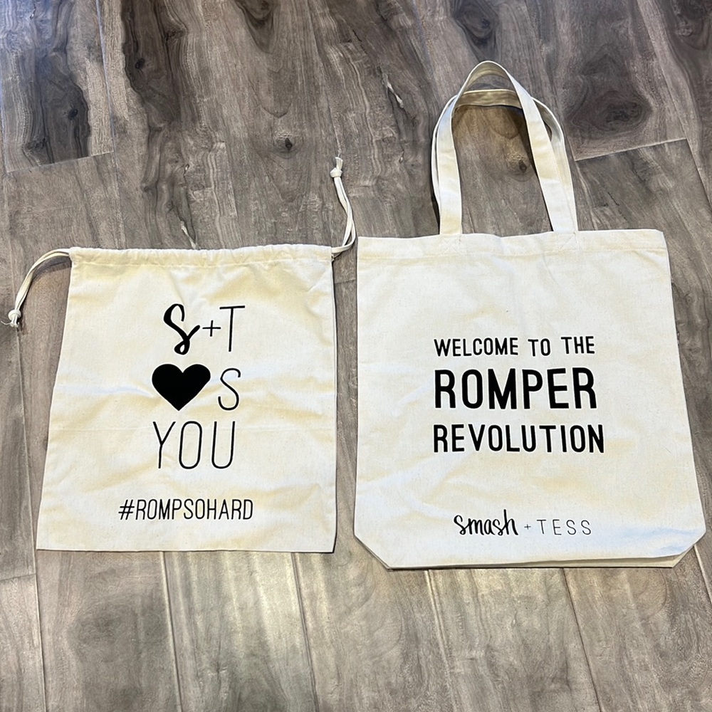 🎁4/$25 - SMASH & TESS Canvas Tote Bag + drawstring bag - NEW